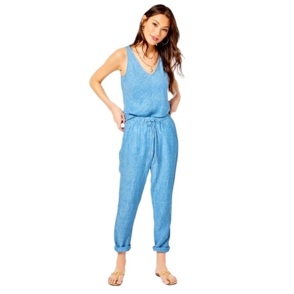 Lilly Pulitzer - Taron Mid-Rise Linen Drawstring Pant Sz M - Picture 1 of 10